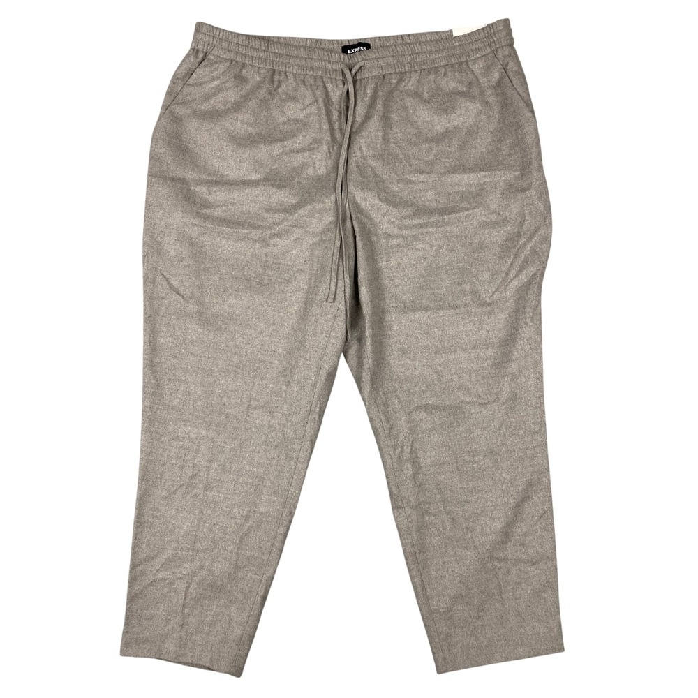 Express Ankle High Rise Pull On Tapered‎ Pants Mens XL Heather Grey Flannel NWT